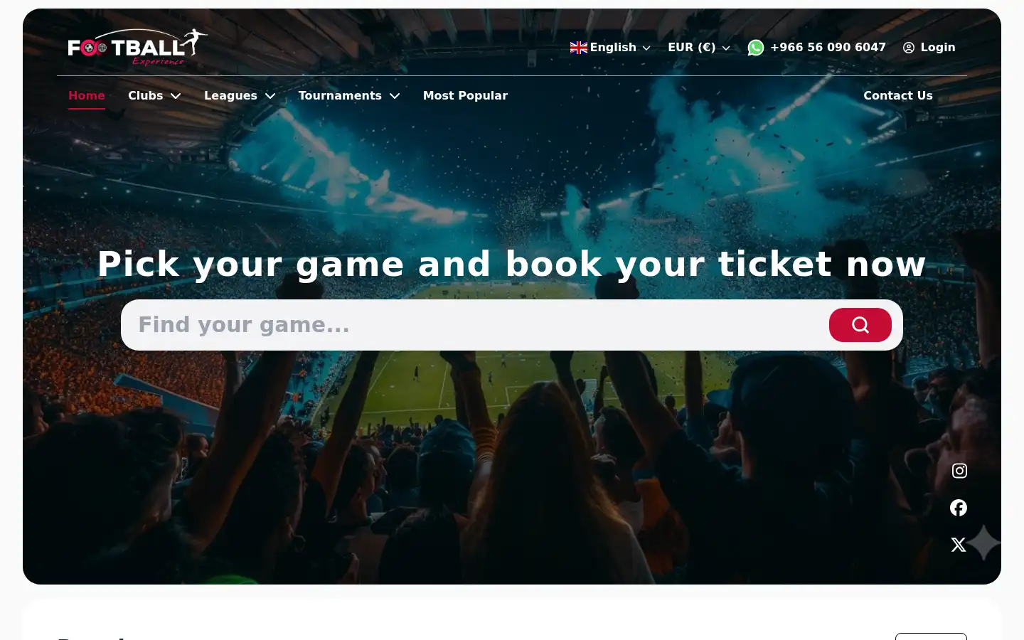 Screenshot of footballexperience.com