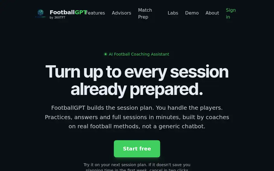 Screenshot of footballgpt.co