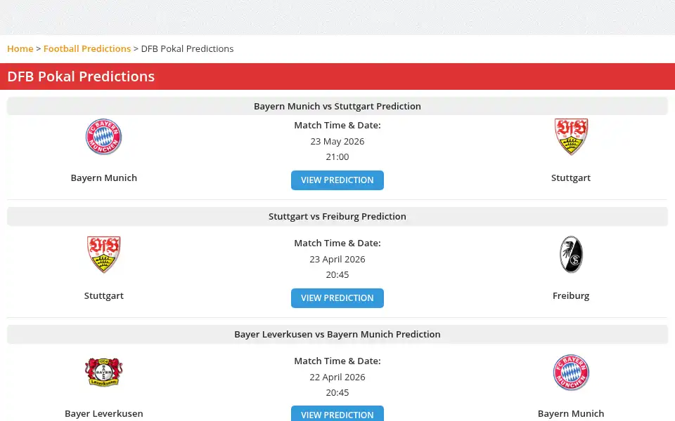 Screenshot of footballpredictions.com