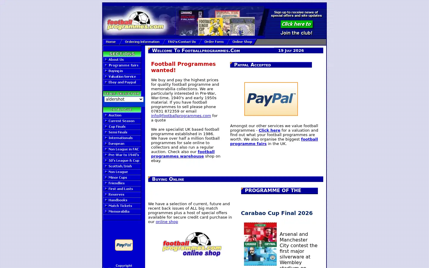 Screenshot of footballprogrammes.com