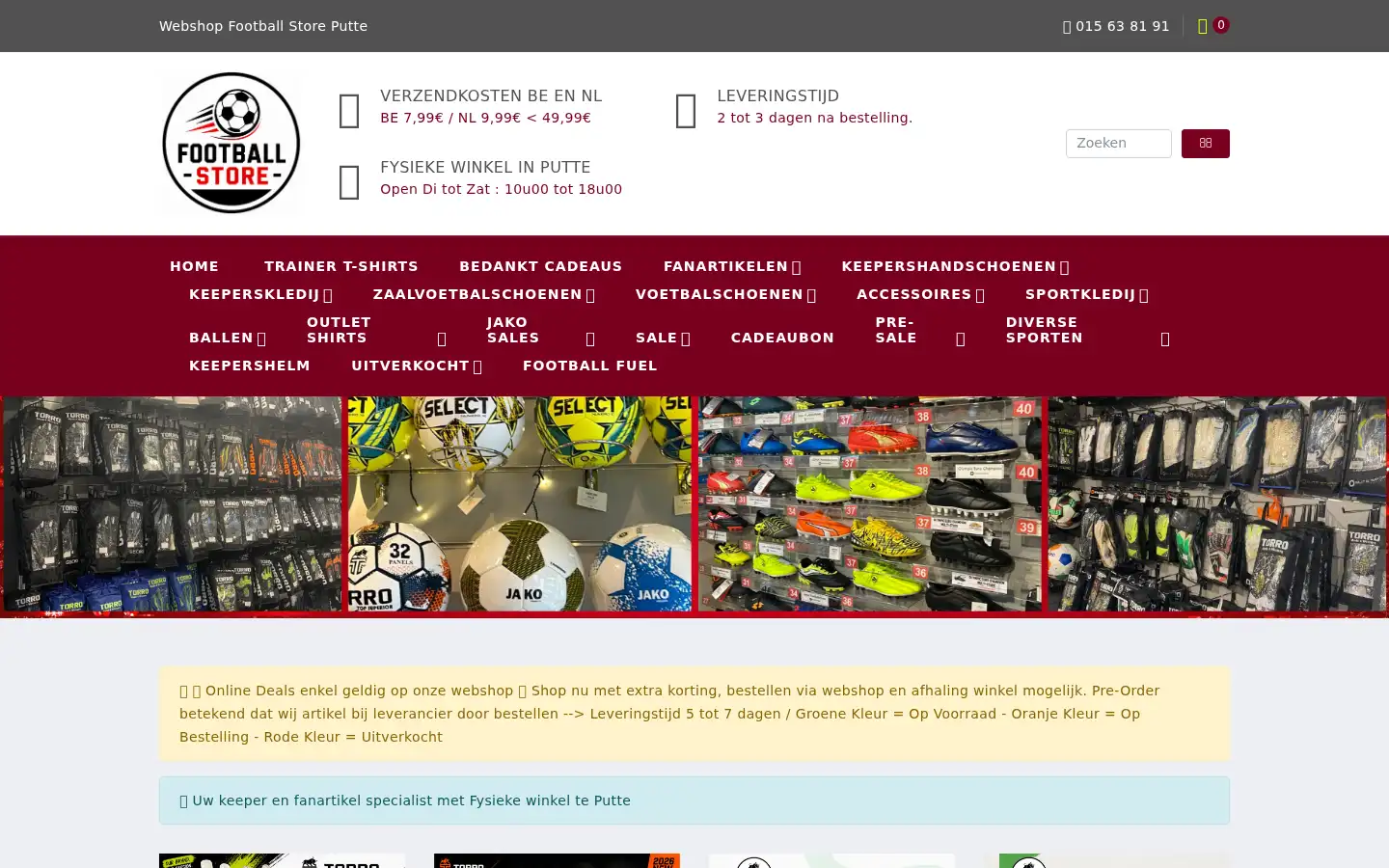 Screenshot of footballstore.be