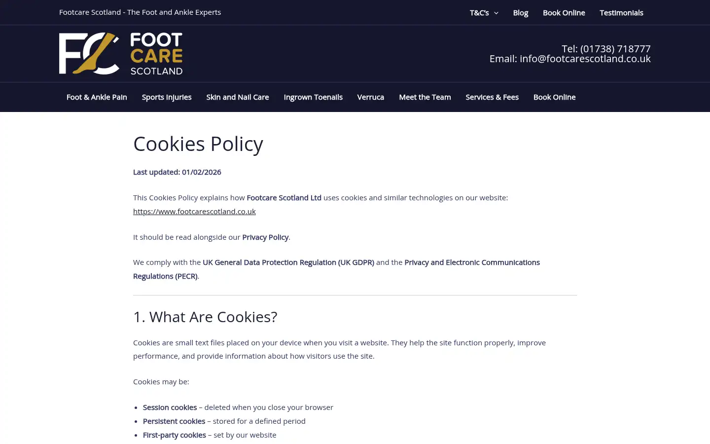 Screenshot of footcarescotland.co.uk
