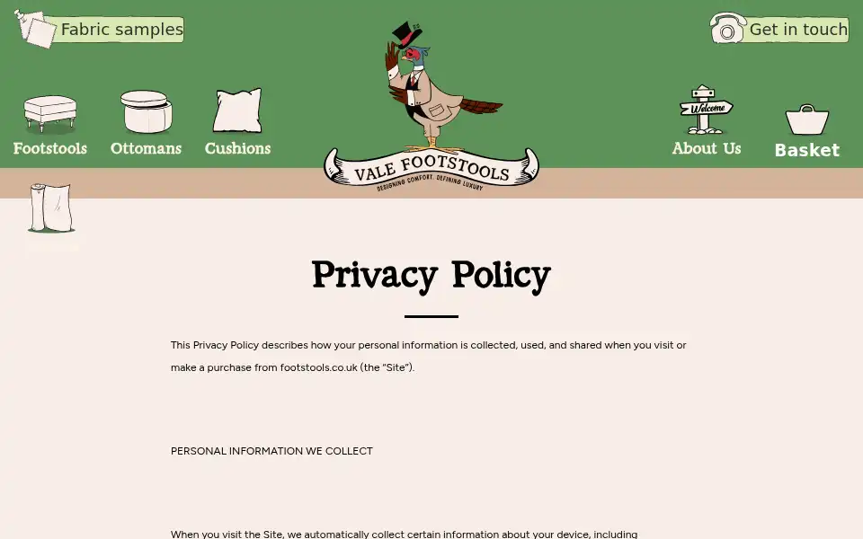 Screenshot of footstools.co.uk