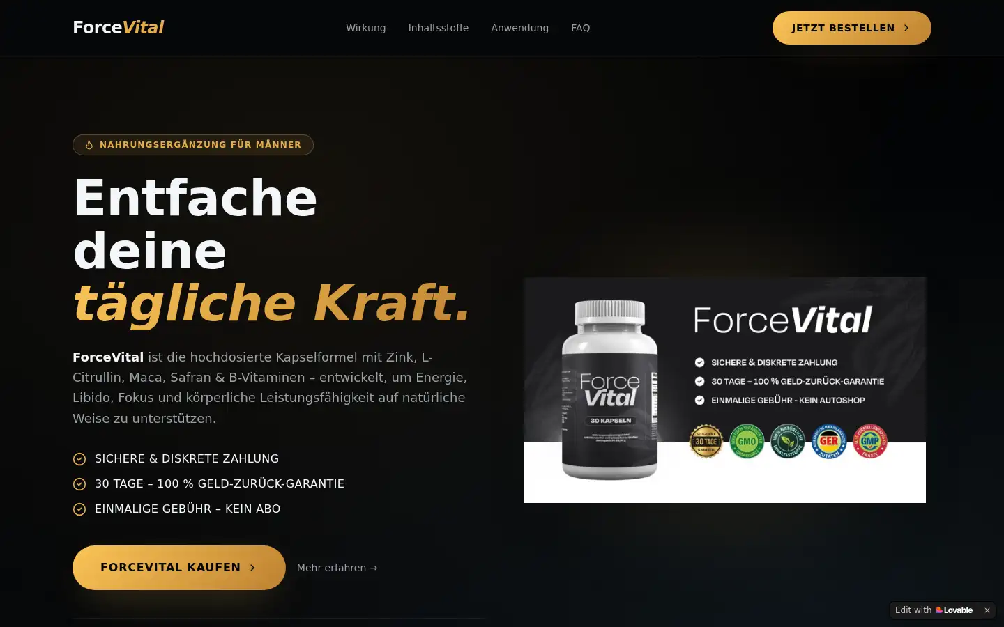 Screenshot of forcevital-kapseln.lovable.app