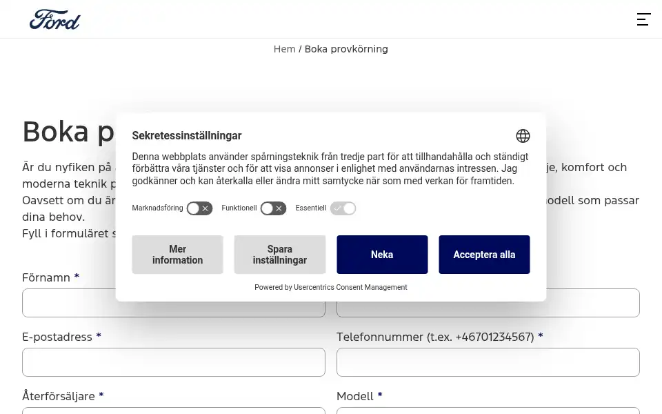 Screenshot of ford.se