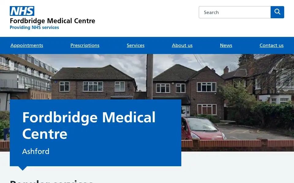 Screenshot of fordbridgemedicalcentre.nhs.uk