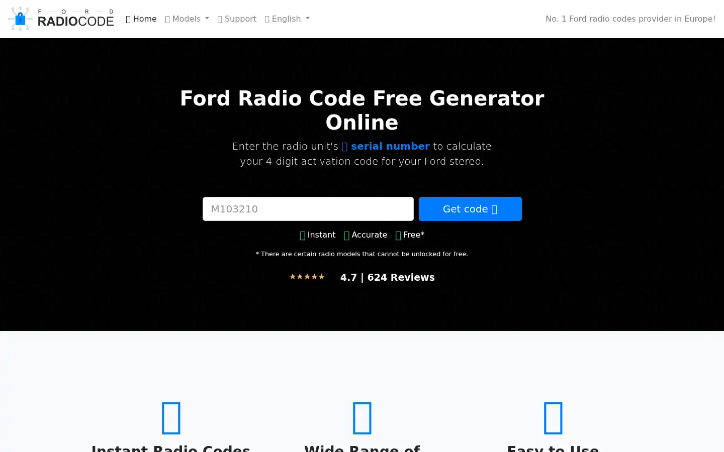 Screenshot of fordradiocodes.online