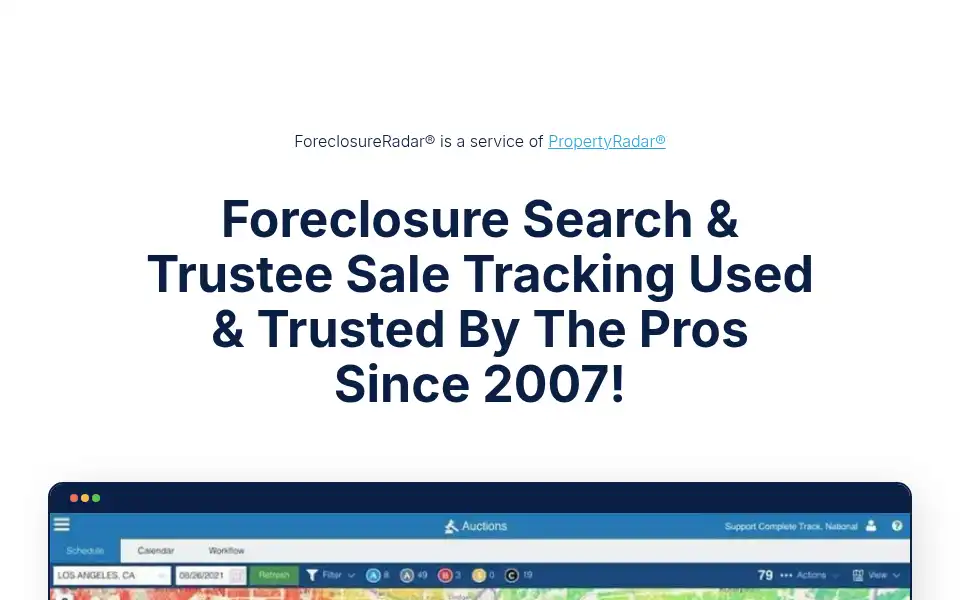 Screenshot of foreclosureradar.com
