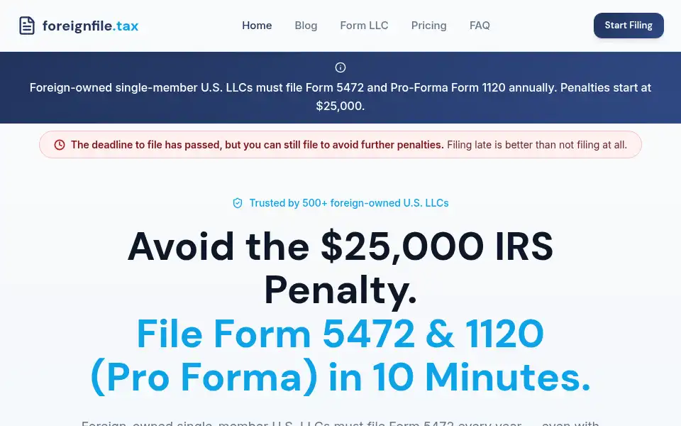 Screenshot of foreignfile.tax