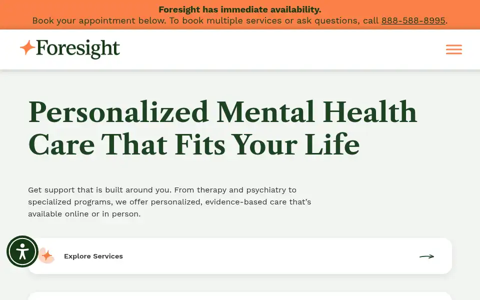 Screenshot of foresightmentalhealth.com