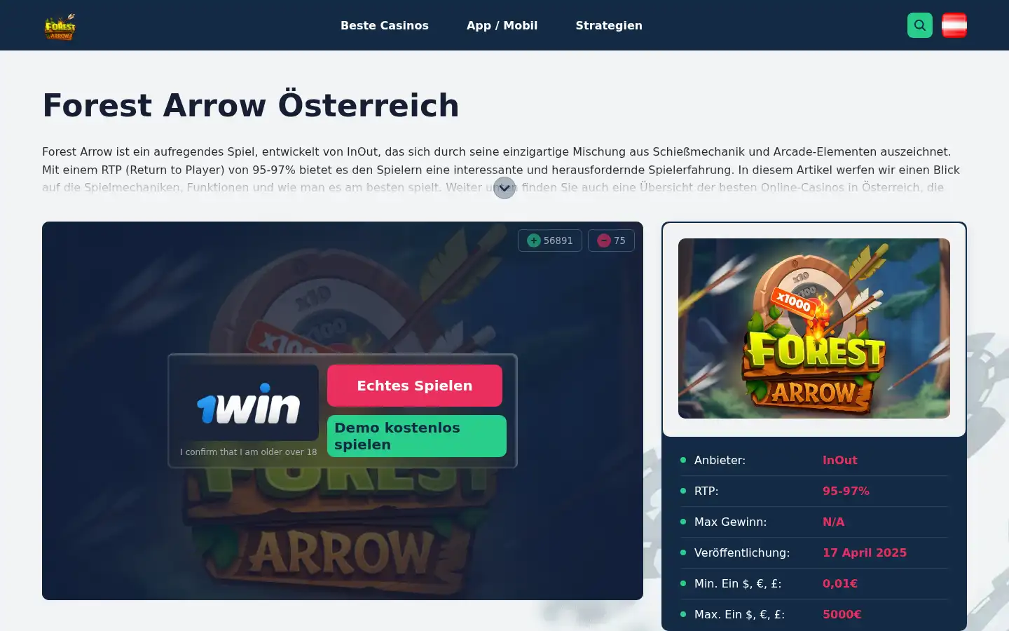 Screenshot of forestarrow.at