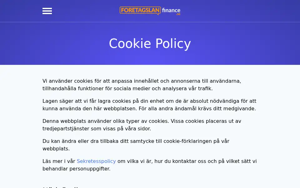Screenshot of foretagslan-finance.se