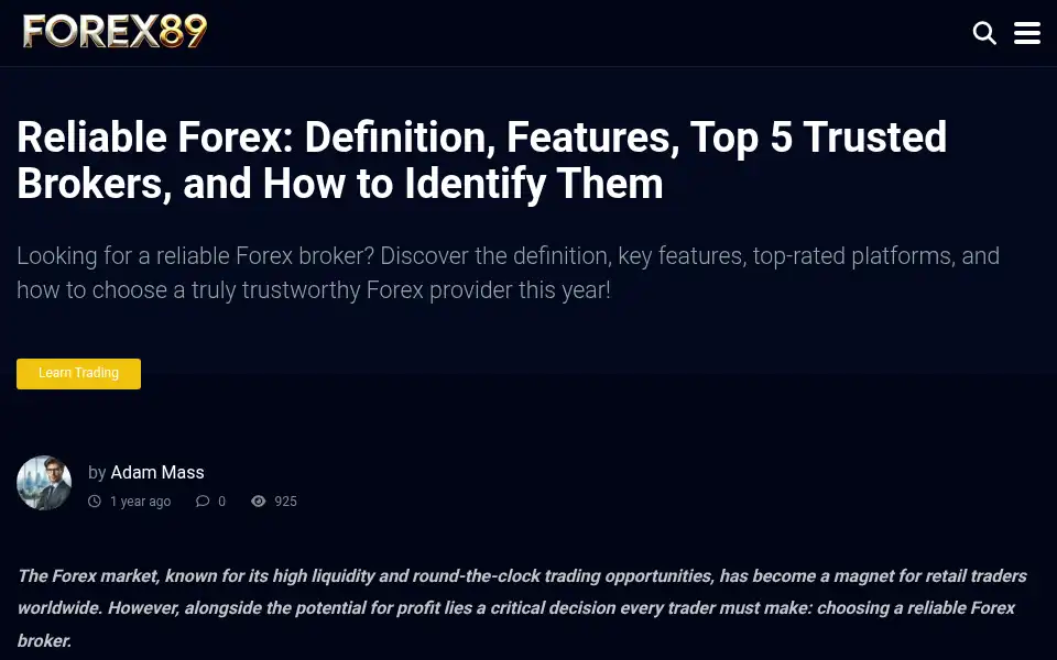 Screenshot of forex89.com