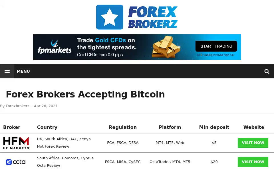 Screenshot of forexbrokerz.com