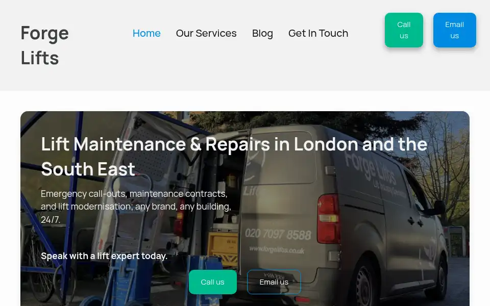 Screenshot of forgelifts.co.uk