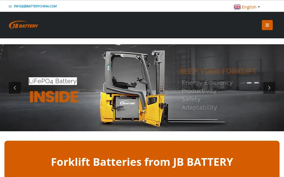 Screenshot of forkliftbatterymanufacturer.com