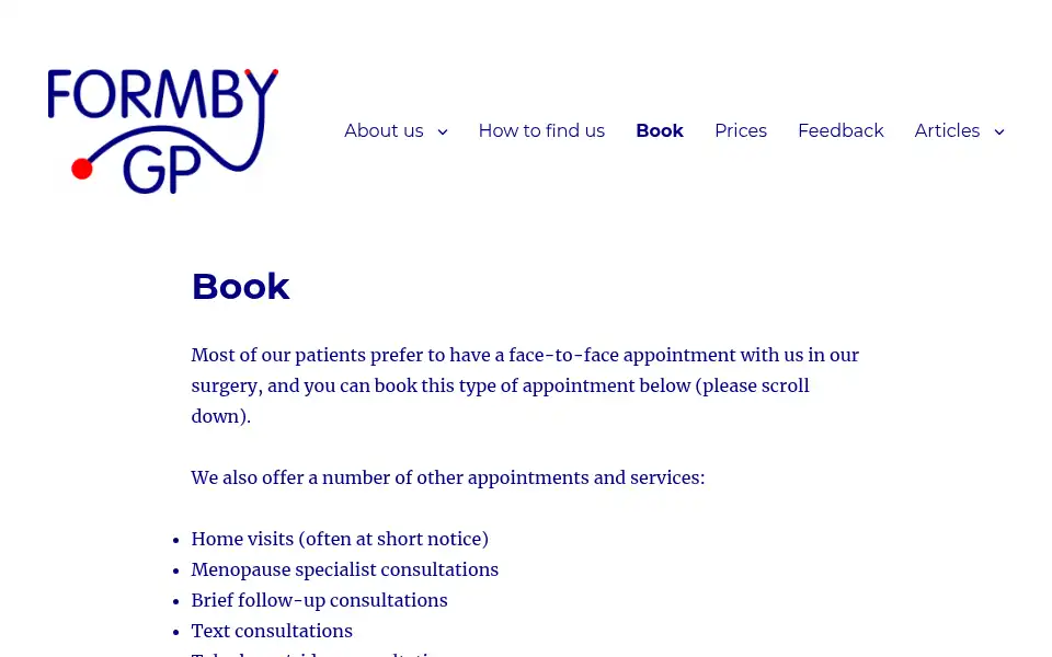 Screenshot of formbygp.com