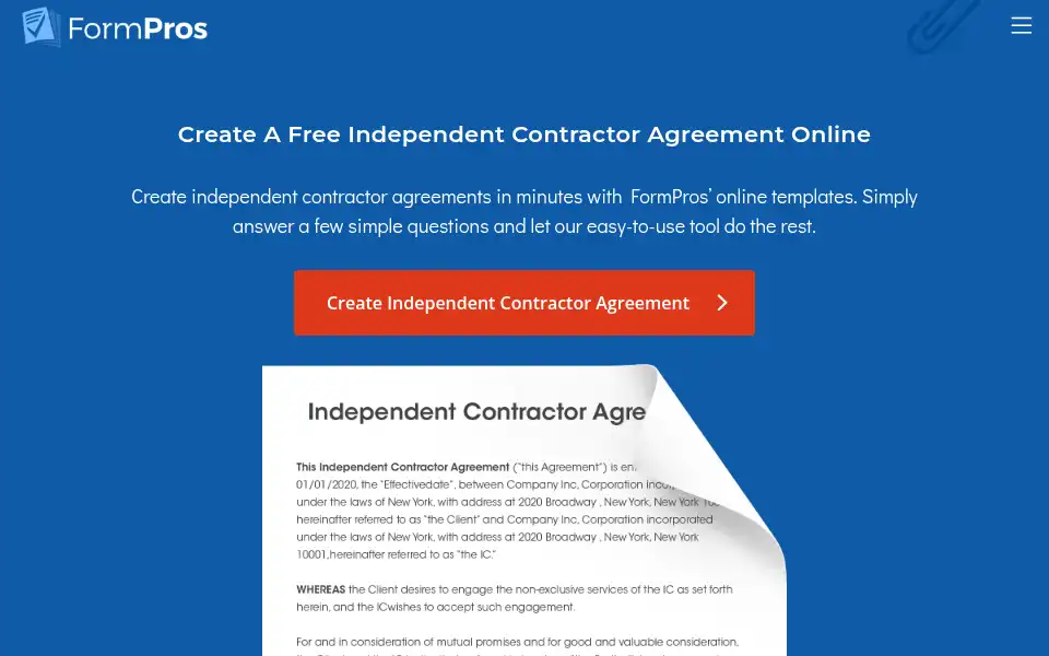 Screenshot of formpros.com