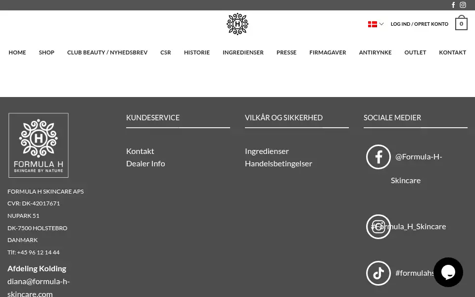 Screenshot of formula-h-skincare.com