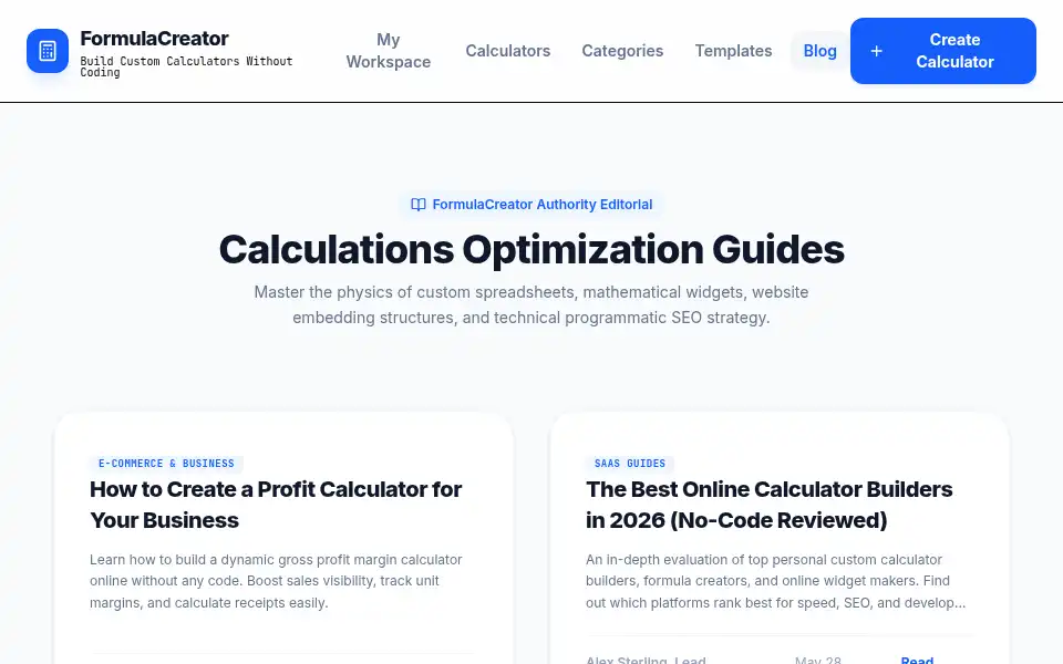 Screenshot of formulacreator.com