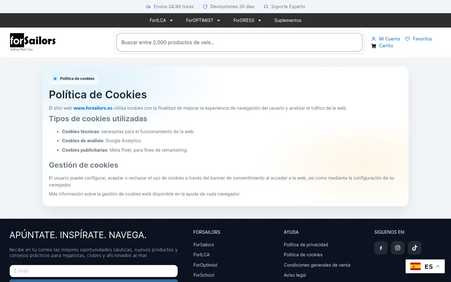 Screenshot of forsailors.es