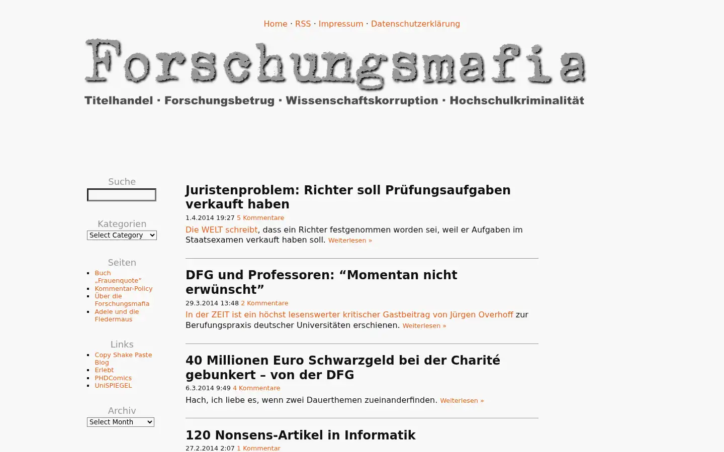 Screenshot of forschungsmafia.de