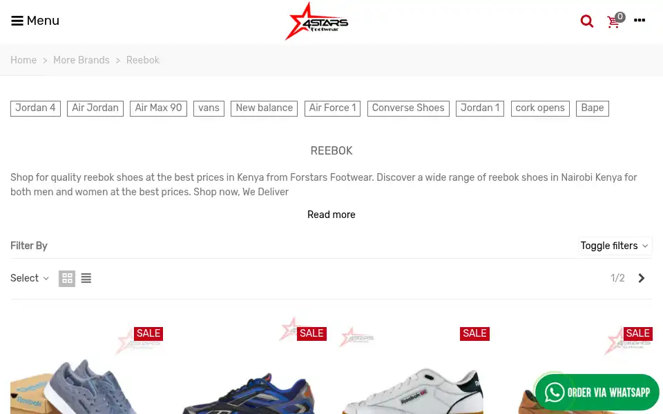 Screenshot of forstarsfootwear.co.ke
