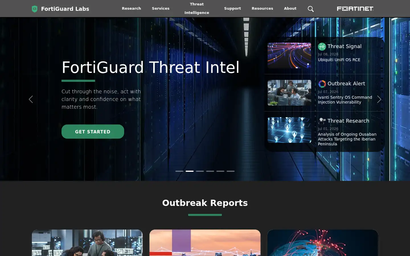 Screenshot of fortiguard.com