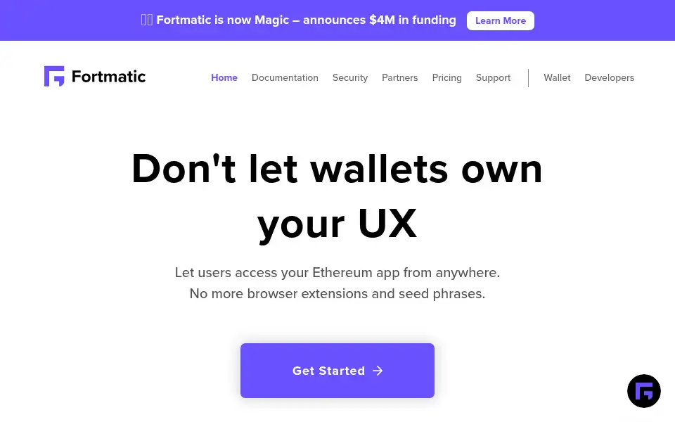 Screenshot of fortmatic.com