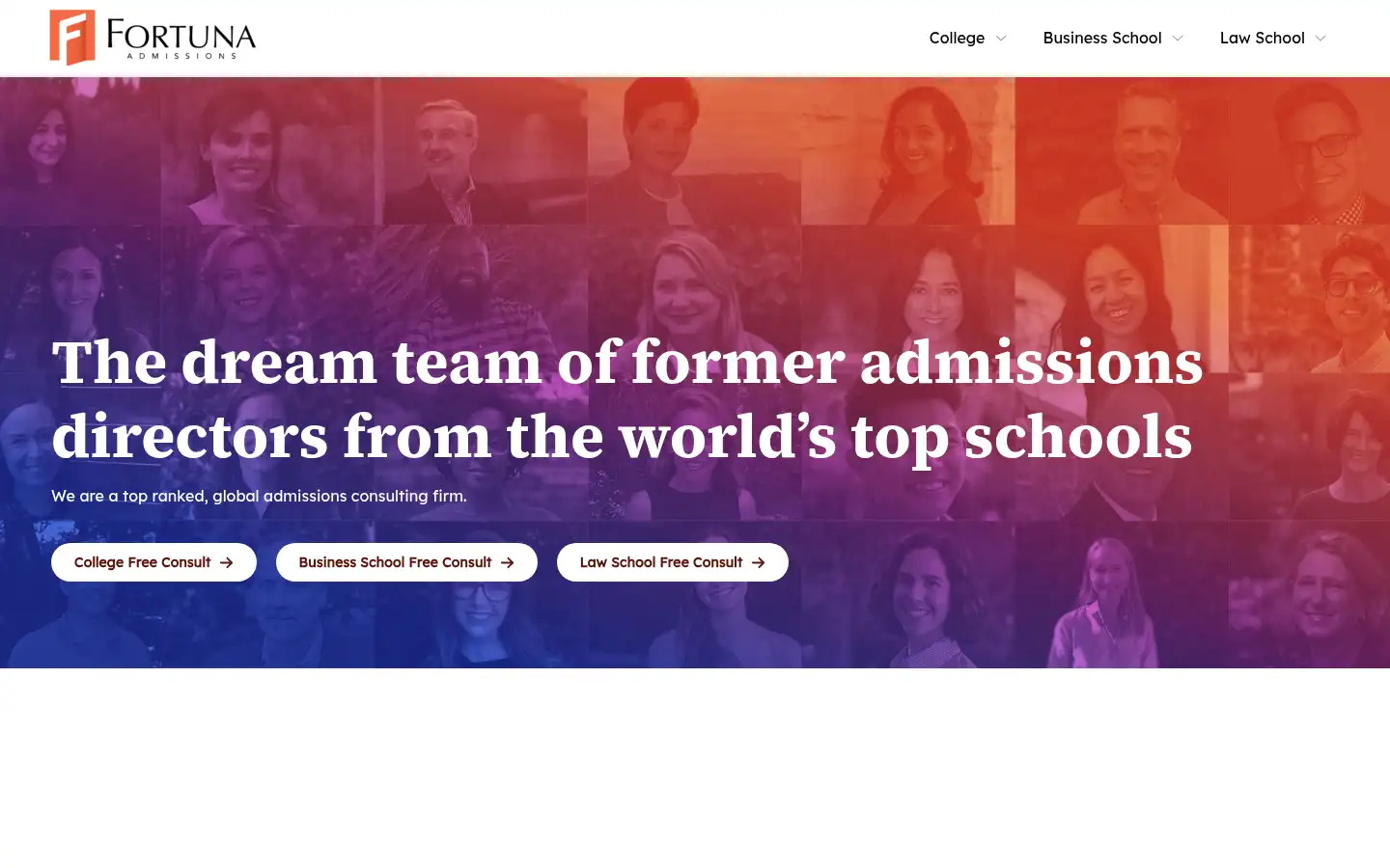 Screenshot of fortunaadmissions.com