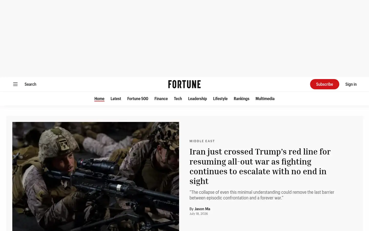 Screenshot of fortune.com