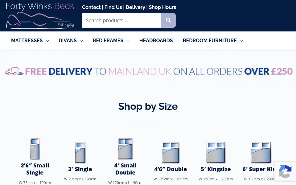 Screenshot of fortywinksbeds.co.uk