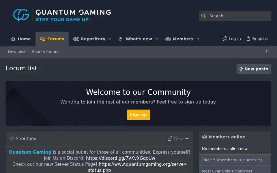 Screenshot of forum.quantumgaming.org