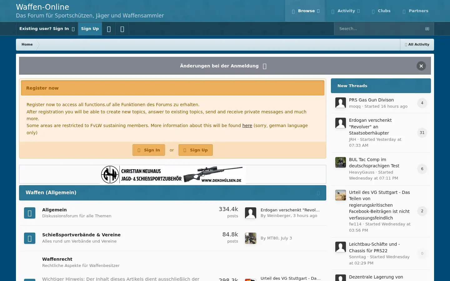 Screenshot of forum.waffen-online.de