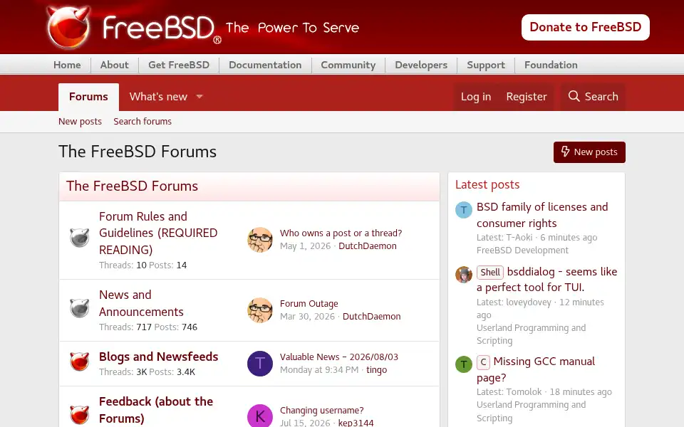Screenshot of forums.freebsd.org