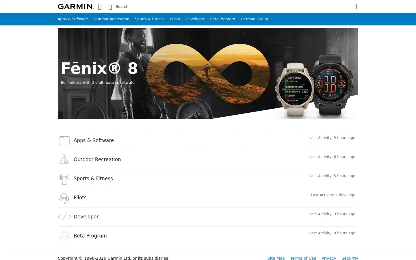 Screenshot of forums.garmin.com