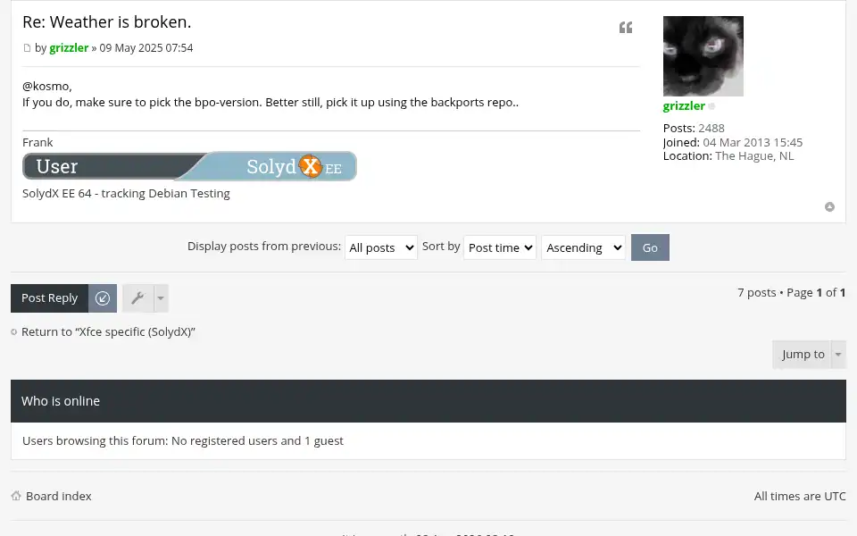Screenshot of forums.solydxk.com