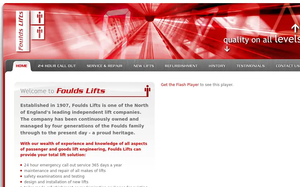 Screenshot of fouldslifts.co.uk