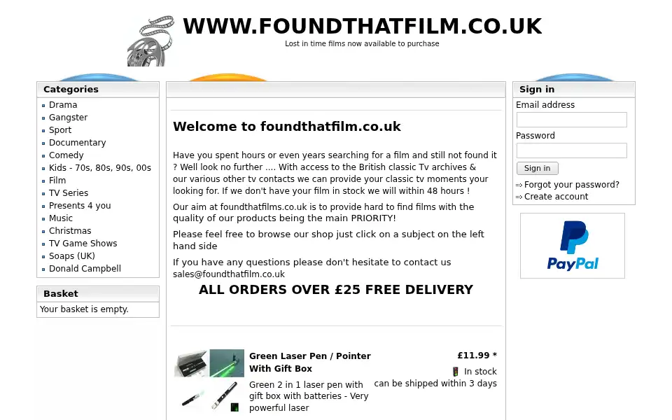Screenshot of foundthatfilm.co.uk