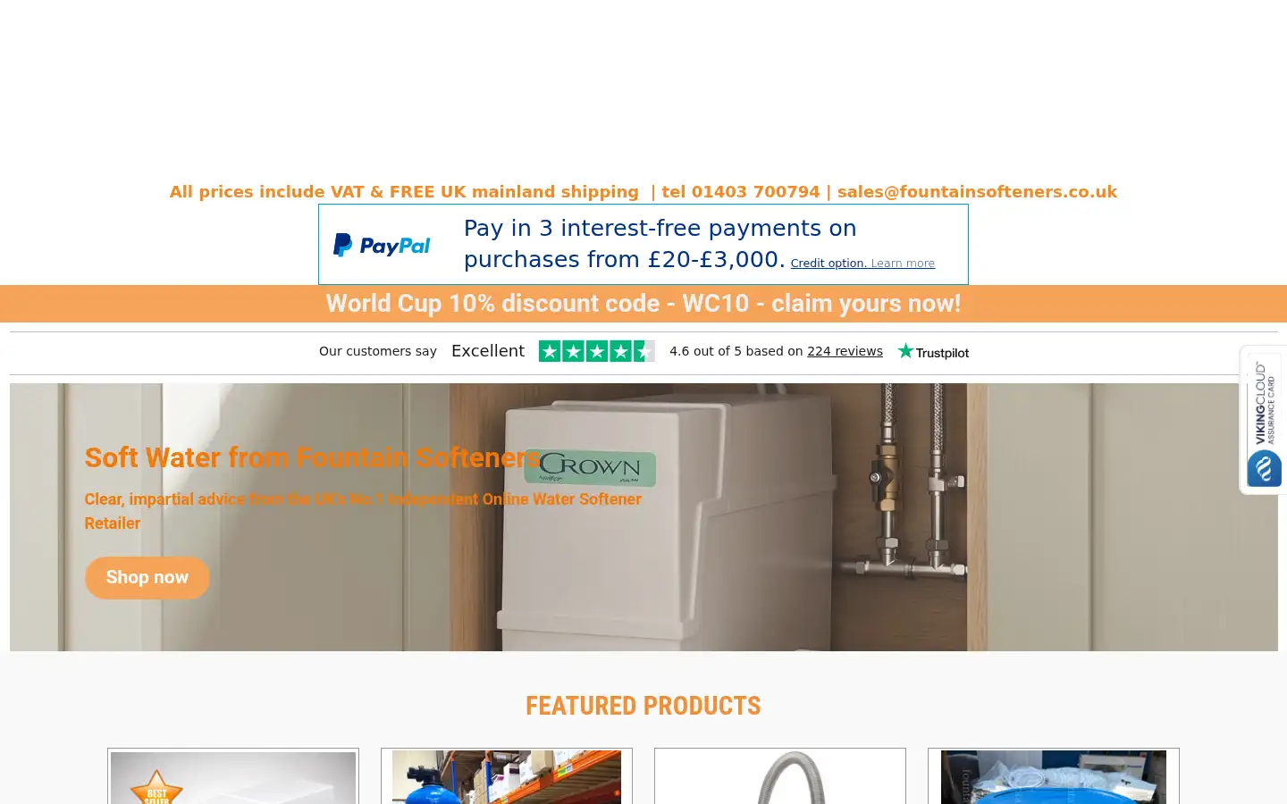 Screenshot of fountainsofteners.co.uk