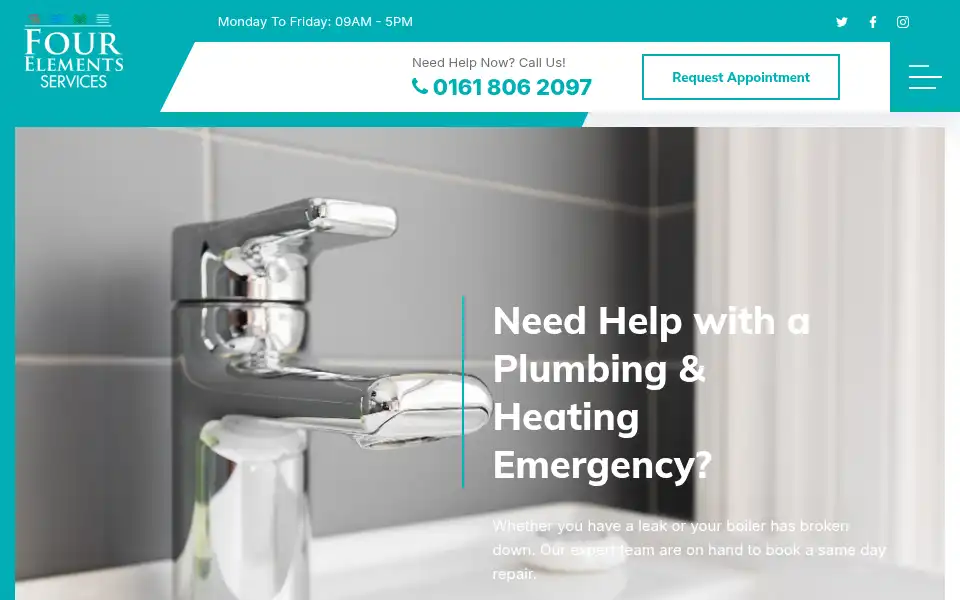 Screenshot of fourelementsservices.co.uk
