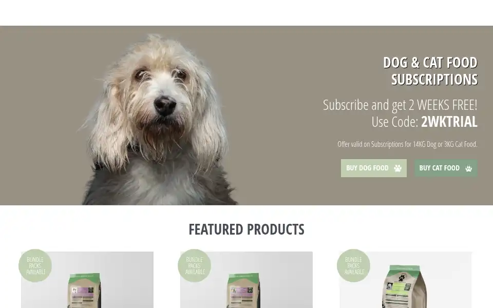 Screenshot of fourfriendspetfoods.co.uk