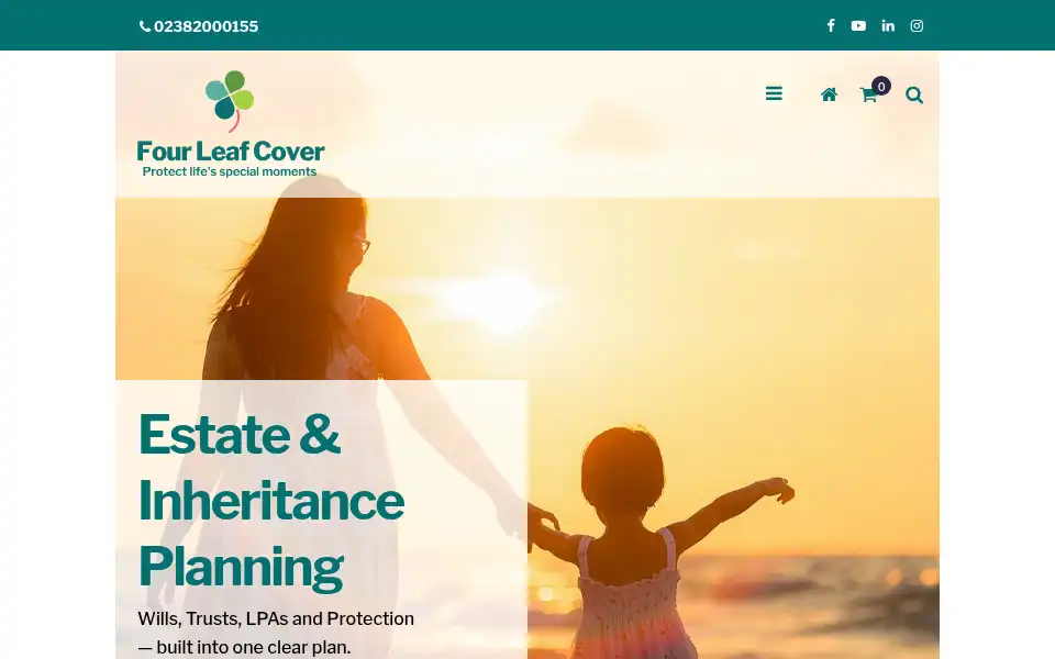 Screenshot of fourleafcover.co.uk
