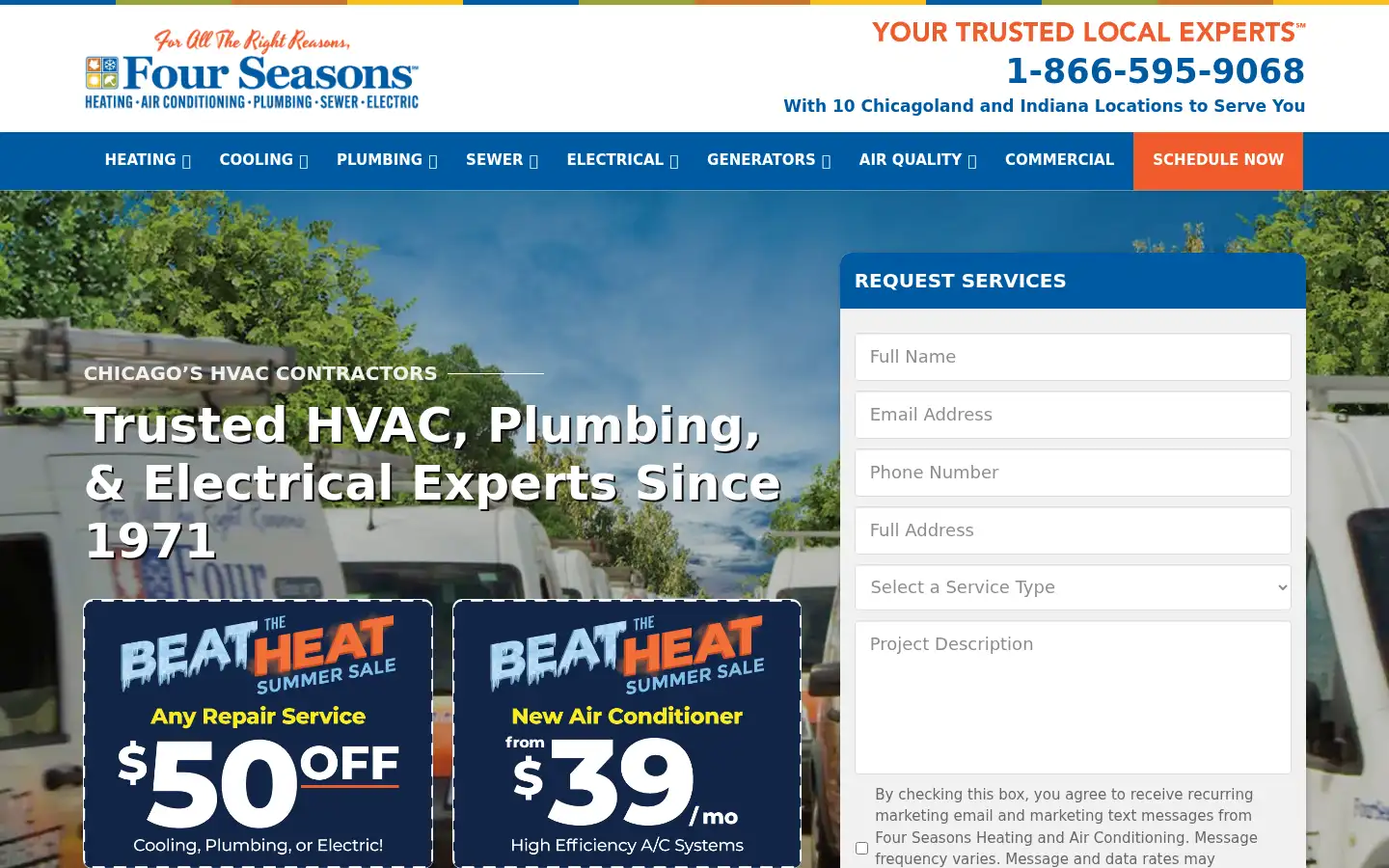 Screenshot of fourseasonsheatingcooling.com