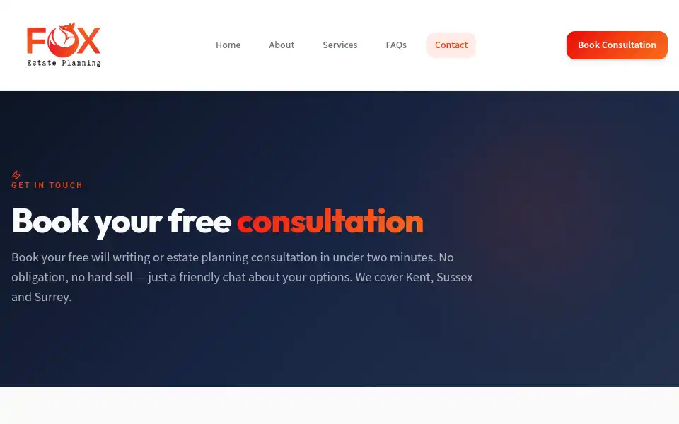 Screenshot of foxestateplanning.co.uk