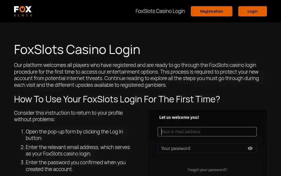 Screenshot of foxslots-login.com