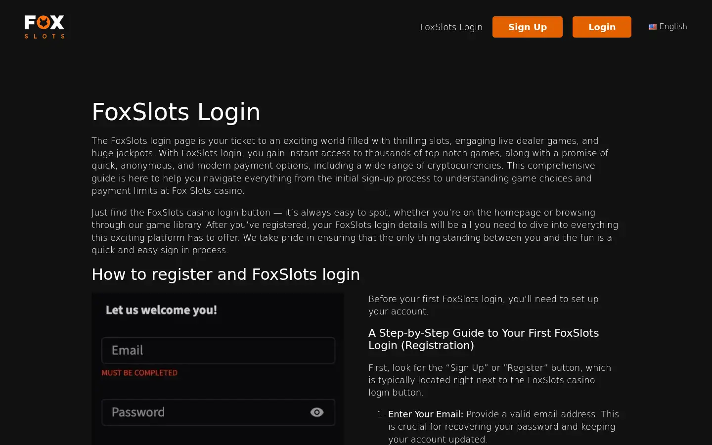 Screenshot of foxslotslogin.com