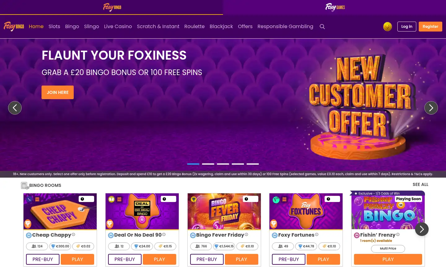 Screenshot of foxybingo.com