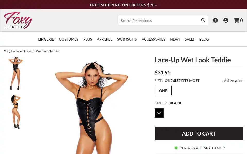 Screenshot of foxylingerie.com