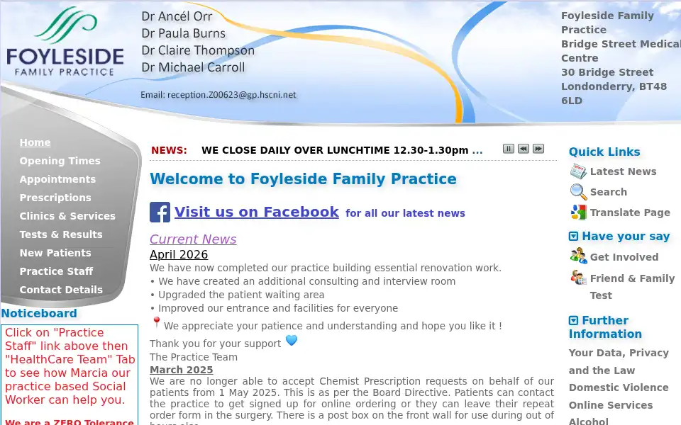 Screenshot of foylesidefamilypractice.co.uk